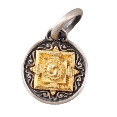 Xizang-Style Golden Pendant with Ethnic Woven Bracelet, DIY Bead Spacer, Necklace Side Charm (Zərgərlik ara hissələri) - mandala-diy-small-pendant