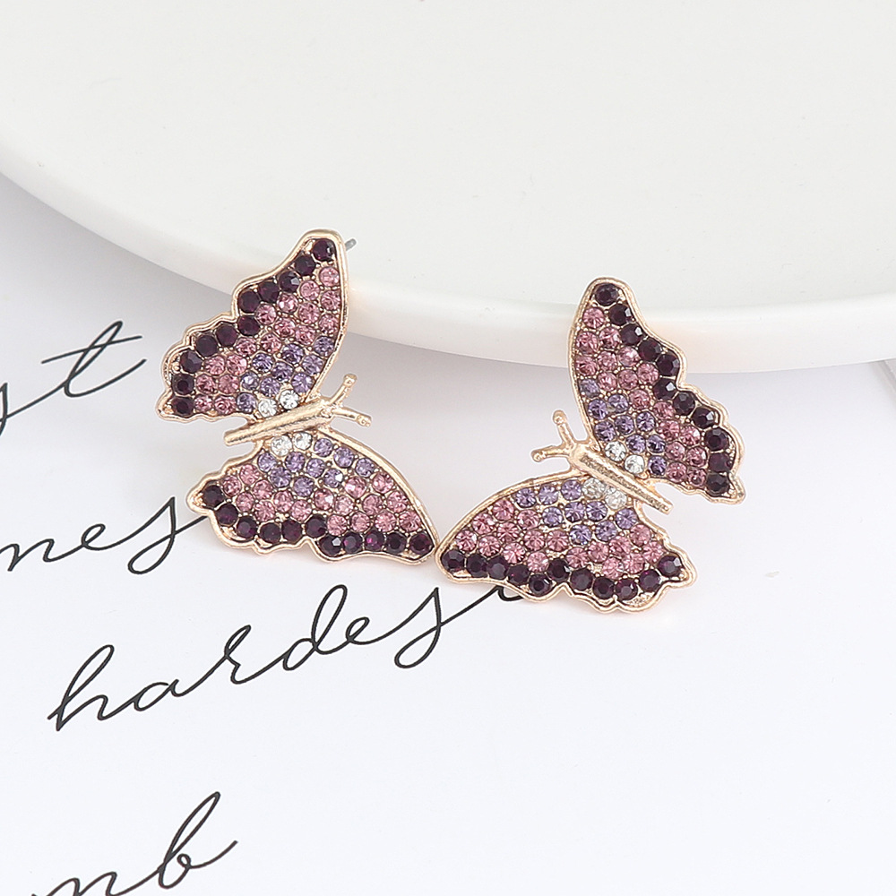 Retro Butterfly Alloy Rhinestone Women's Ear Studs 1 Pair display picture 2