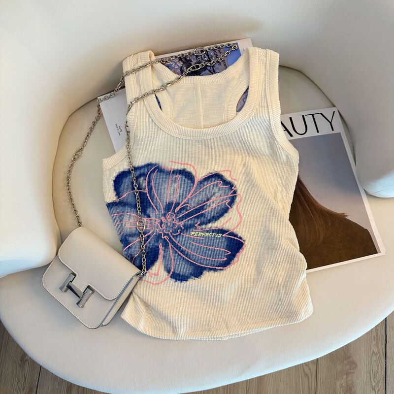 Brand Export ~ Cut Label Counter Outer Wear Suspender Women's Small Orchid Bottoming Top Pleated Anti-Exposure Racer Vest