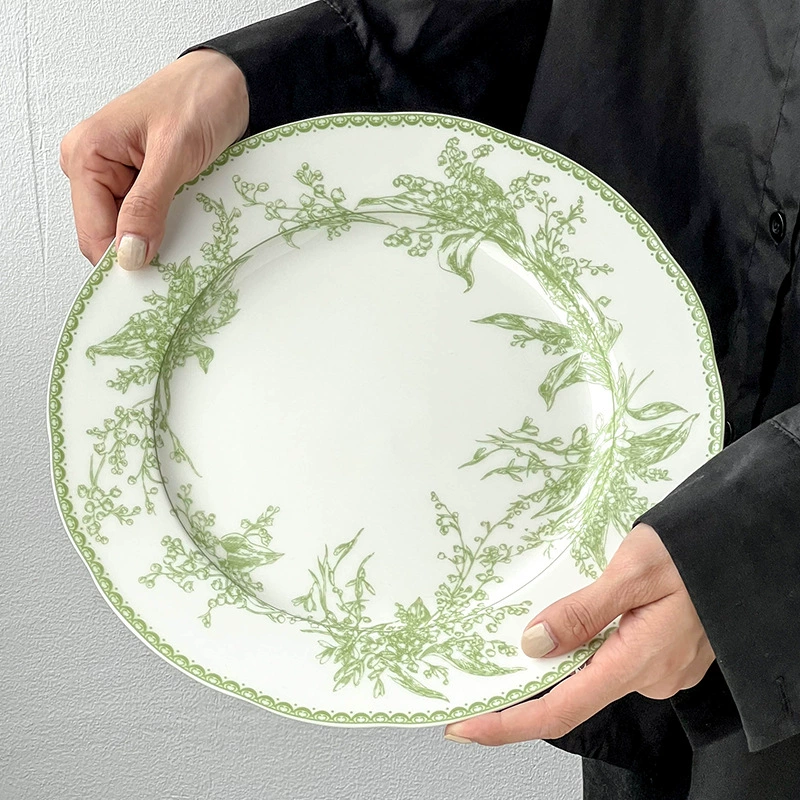 Набор тарелок Dinner Plate Emerald Green Ceramic, французский стиль цветок ландыша, несколько размеров