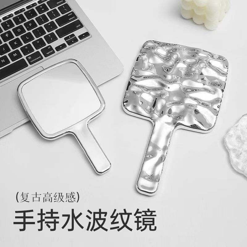 Ins Style Retro Handheld Makeup Mirror Beauty Salon Special Auxiliary Photo Handheld Mirror Nail Art and Eyelash Shop Handle Mirror