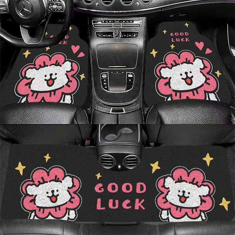 Cartoon Puppy Car Mat Household Cuttable Wear-resistant Silk Loop Mat Car Interior Scraping Mud and Easy-to-take-care Floor Mat