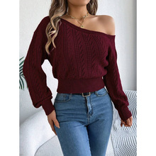 U 37681 Off Shoulder Solid Knit Sweater б��¶�紿ɫë��