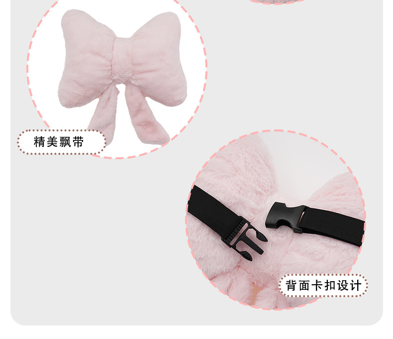Blue Rain Original Plush Car Headrest and Lumbar Support with Cute Bow, Neck Pillow for Car, Comfortable Waist Support Car Pillow