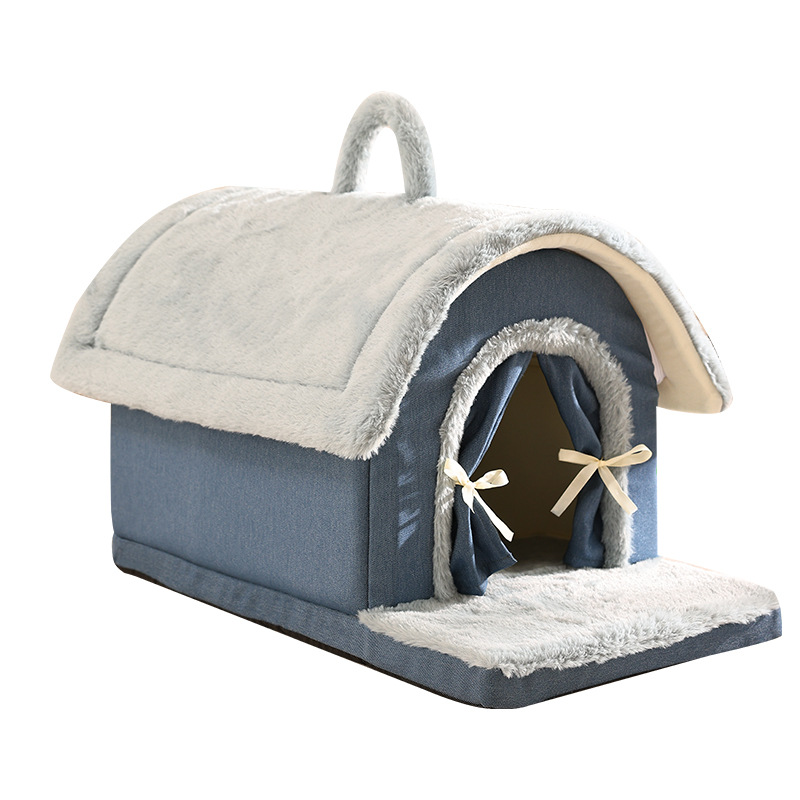 Warm Cat Bed Winter Safe House Enclosed Handle Bed For Cat Villa Dog Pet Products_voghion.com