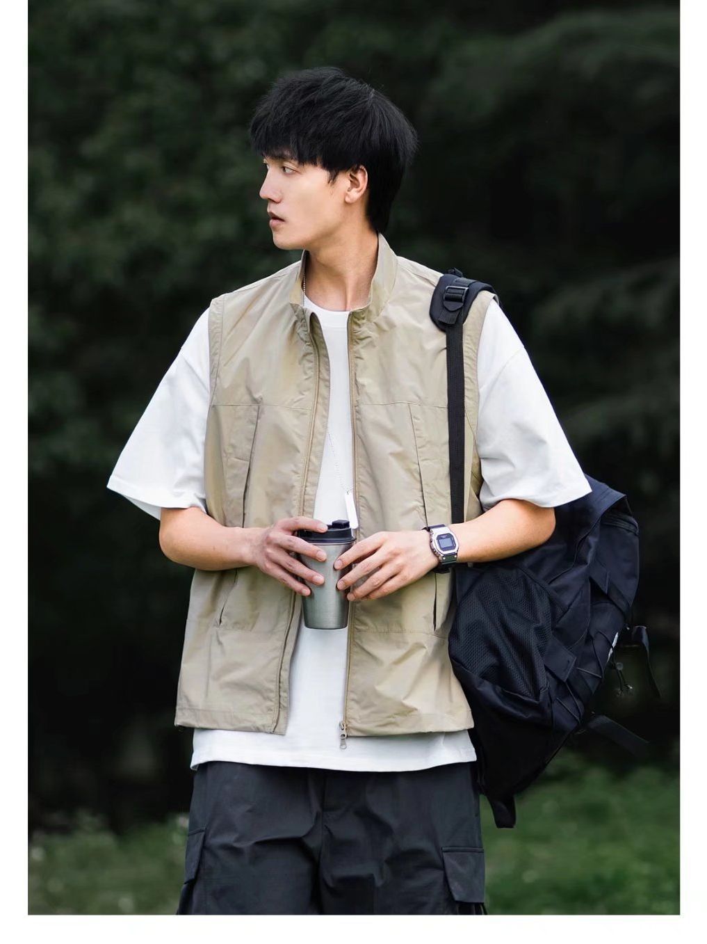 Harajuku-style Vests for Couples: Unisex, Loose-Fit, Minimalist Casual Zip-Up Waistcoats with Functional Design and Stylish Appeal