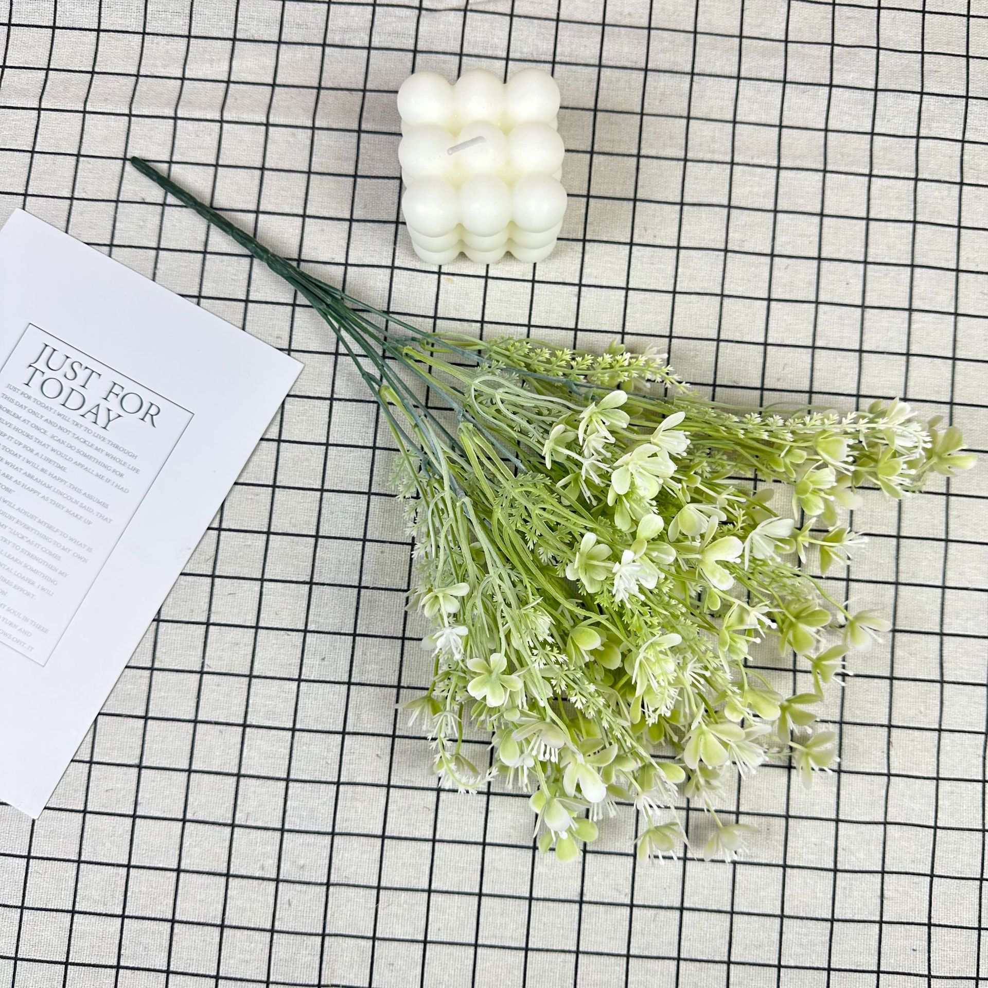 녹색 식물 다섯잎 클로버의 시뮬레이션 묶음 - 흰색