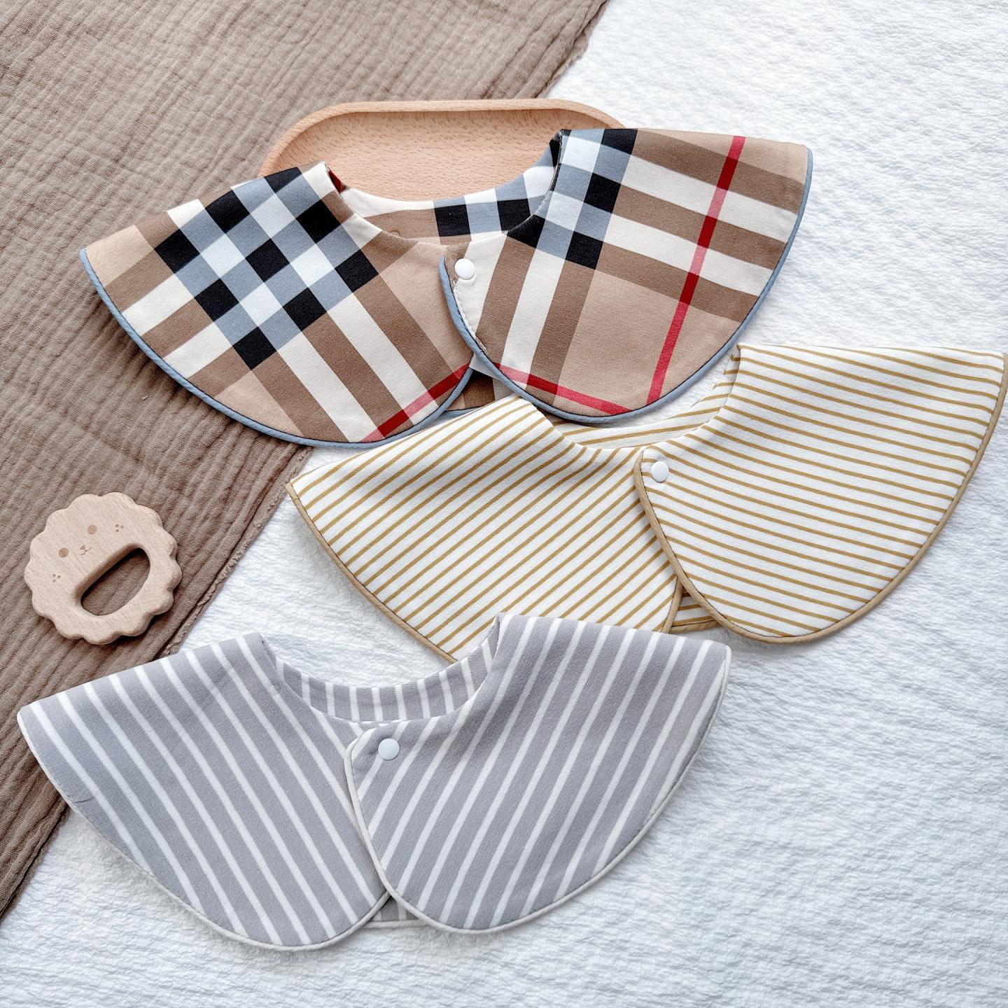 Storyme Korean Style Bib Baby Drool Bib with Rolled Edge Embroidery Double-Sided Cotton Drool Towel Bib for 0-2 Years Old