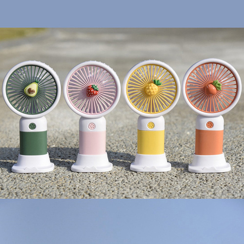 Cartoon cute fruit handheld small fan for girls, students and children portable desktop lazy mobile phone holder summer