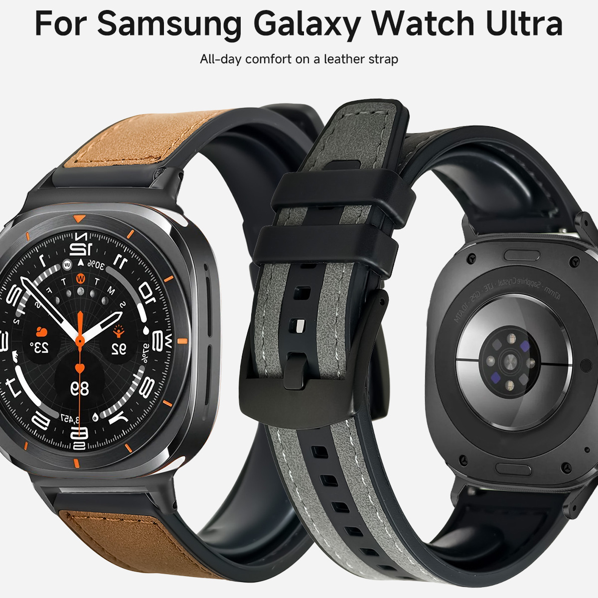 For Samsung GalaxyWatch7 Ultra 47mm Silicone Foil Leather Silicone Strap Ultra Strap