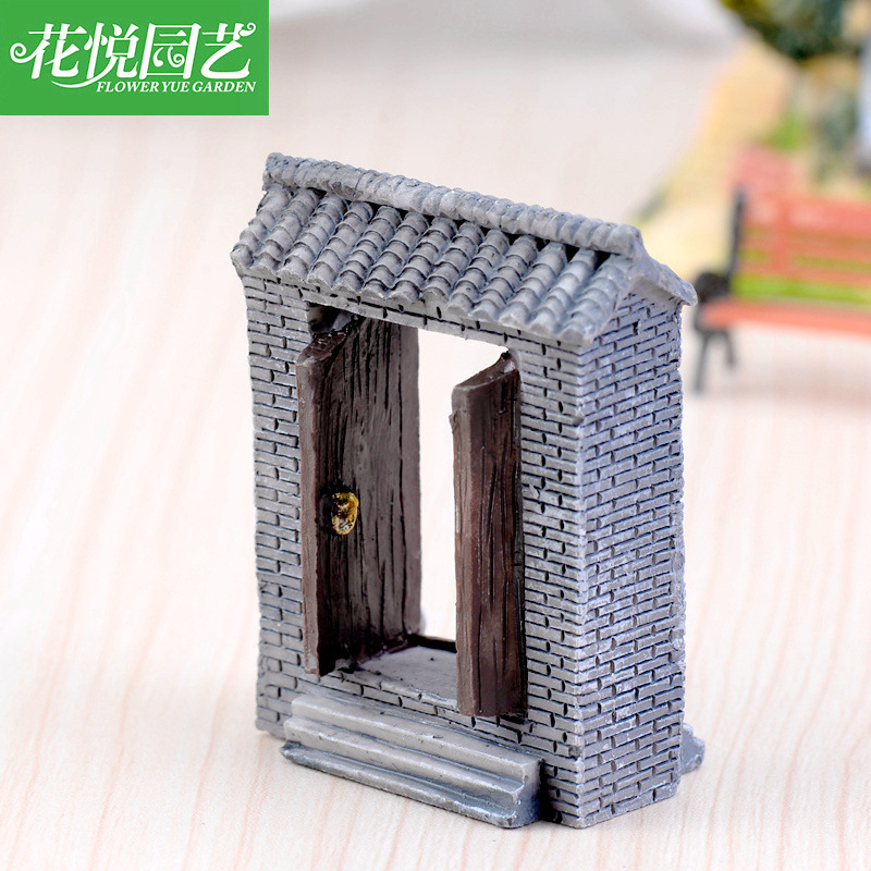 이끼 마이크로 풍경 창조적 인 녹색 식물 zakka 수지 녹색 벽돌 타일 표면 문 (열린 문) 장식 장식품