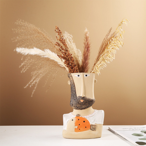 Personalized Hand-painted Western-style Abstract Ceramic Vase Decor with Creative Light Luxury Ceramic Ornament Craft