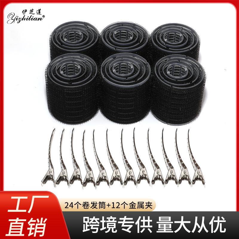 24PCS 블랙 세트 뱅 컬링 카트리지 컬링 도구 에어 뱅 컬링 카트리지 뱅이 플러피 롤