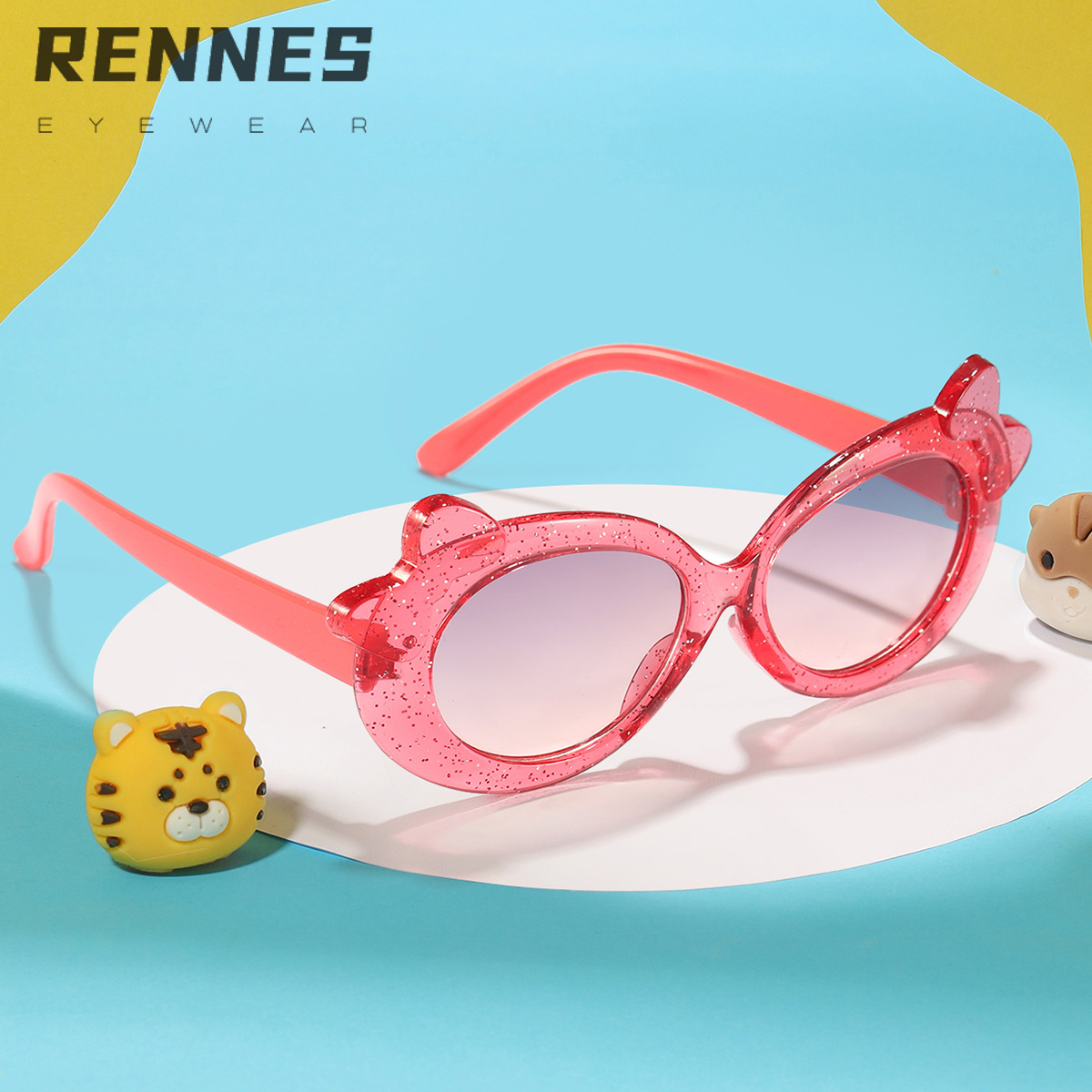 Los niños lindos gafas de sol protección UV nueva moda bebé dibujos animados gafas de sol arco femenino gafas de sol