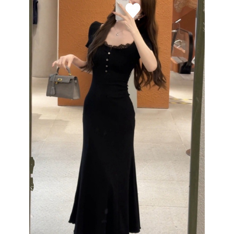 Black lace summer small design dress