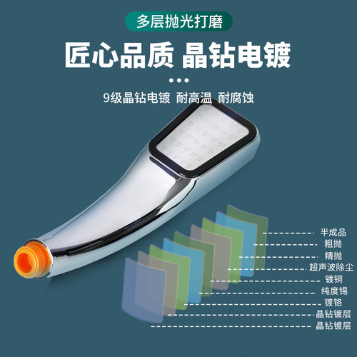 300-hole pressure-increasing handheld shower head stainless steel face spray head bathroom bathing showerhead 150g weight black 