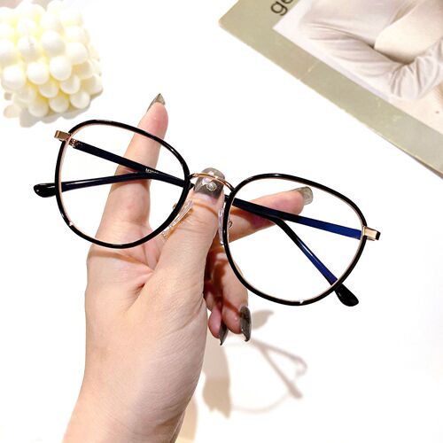 M2027 Korean Retro Slim Metal TR Hybrid Rim Eyeglass Frame for Men and Women, Simple Non-prescription Glasses, Wholesale