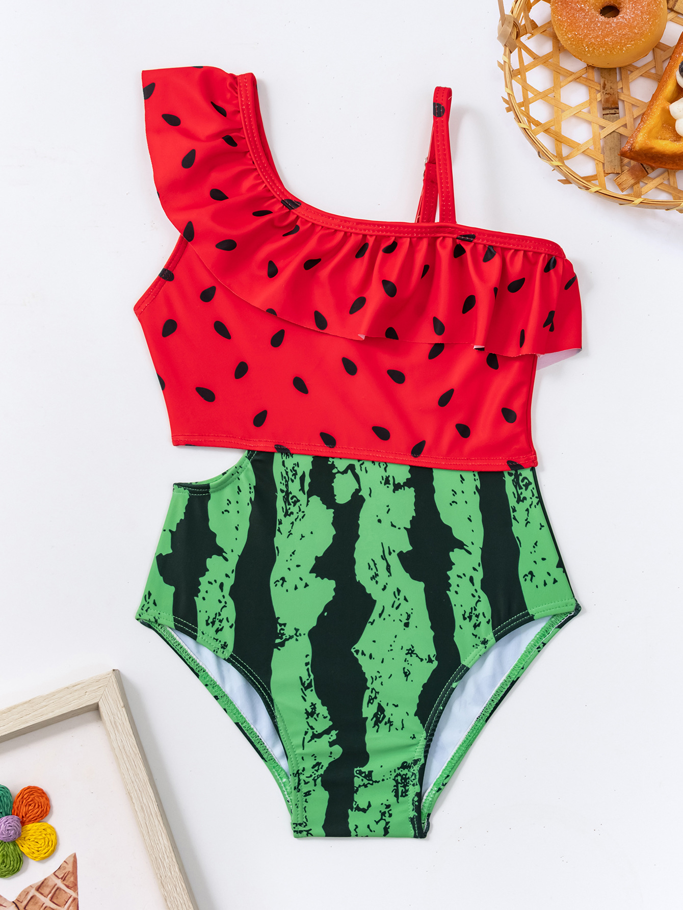 New Foreign Trade Bikini One-Piece Swimsuit for Vacation, Cross-Border Girls' Swimsuit, Strap-Style Girls' Swimwear, Cute Swimming Outfit