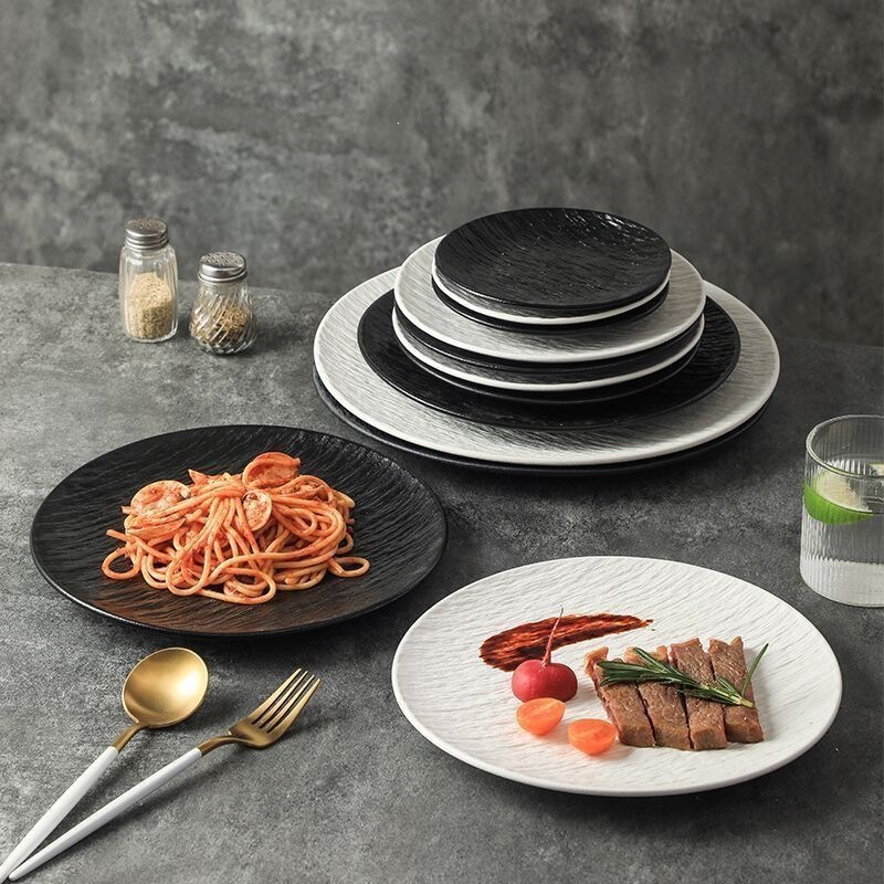 Steak Plate Japanese-Style Creative Plastic Stone-Pattern Shallow Plate for Home Use, High-End Western Food Plate, Light Luxury Pasta Plate, Kitchen and Hotel Special Use Steak Plate Japanese-Style Creative Plastic Stone-Pattern Shallow Plate for Home Use, High-End Western Food Plate, Light Luxury Pasta Plate, Kitchen and Hotel Special Use