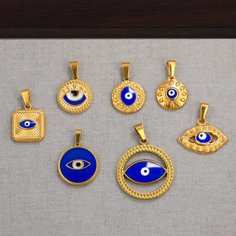 7g Weight Pendant Jewelry Making Type Real Gold Plated Plating Material 1 Piece Quantity Holiday, Daily Occasion 304 Stainless Steel Material Devil's Eye Pattern Unisex Gender Vintage Style, Classic Style Style Waterproof Non Tarnish, Plating Craft Real Gold Plated Devil's Eye 304 Stainless Steel Vintage Style Classic Style Waterproof Non Tarnish 7
