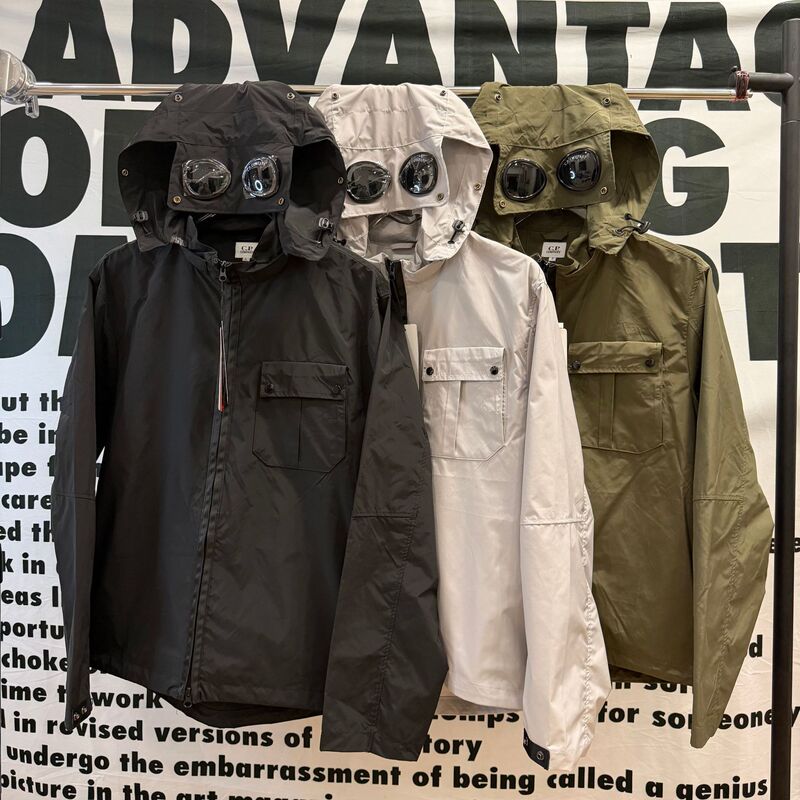 Cp Company Cross-Border Windbreaker Goggles Hooded Jacket Outdoor Casual Coat Black Gray