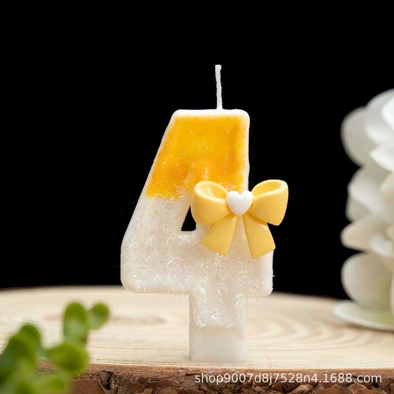 新しい黄色の蝶結びの誕生日ケーキのプラグインdiyデジタルキャンドルのクロスボーダー電気商はアマゾンを販売しています。|undefined