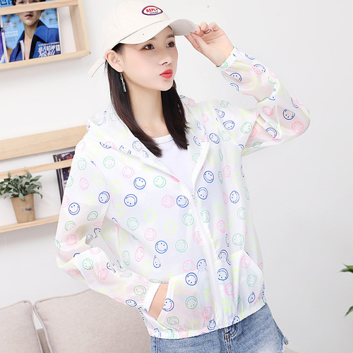 Non-returnable Summer Women's Sun Protection Shirt Thin Breathable Sunshade Print Sun Protective Suit Short Coat