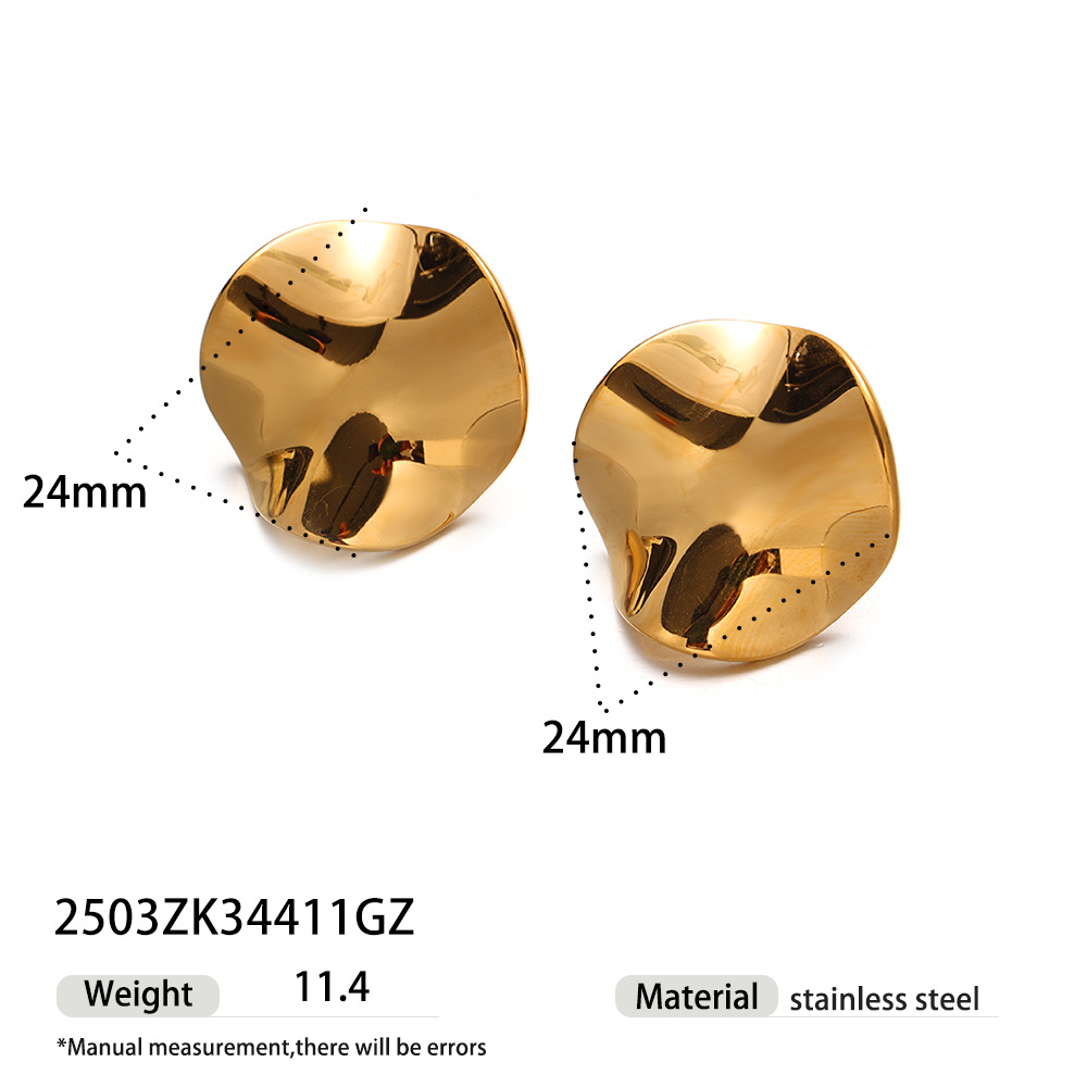Taena Pendientes de acero inoxidable europeos y americanos, lujo ligero, de alta calidad, cara brillante, oro, plata, titanio, orejas de acero, orejas de crianza femenina, Earrings