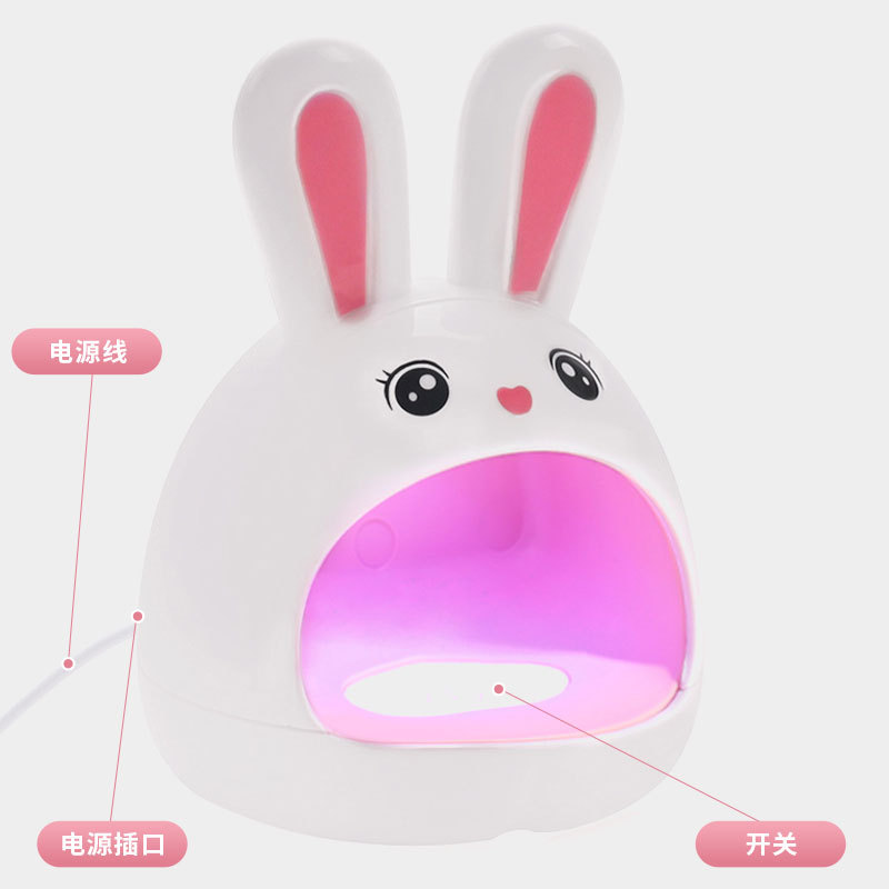 Mini lámpara de fototerapia de uñas lindo conejo esmalte de uñas pegamento lámpara de hornear portátil de mano máquina de fototerapia doméstica entrega de una sola pieza