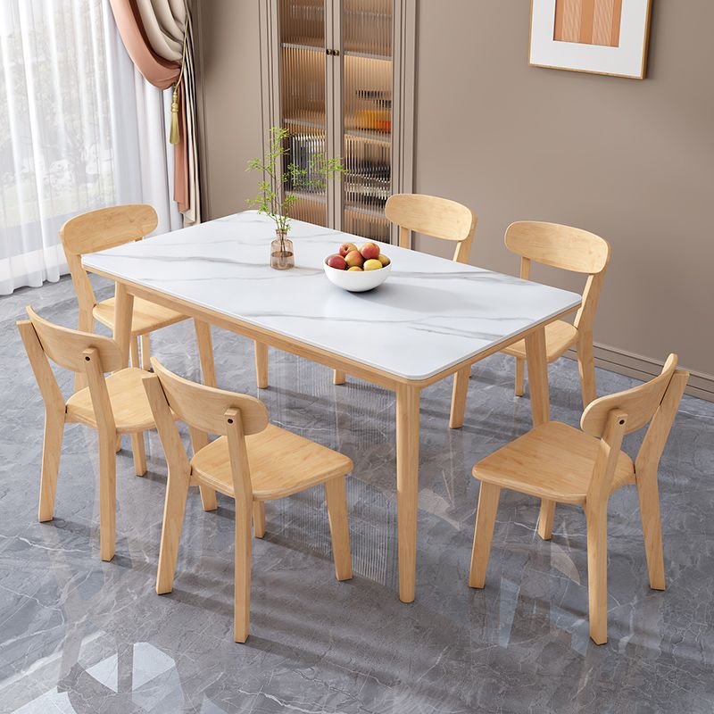 Household Slate Dining Table and Chair Set, Nordic Dining Table and Chairs, Restaurant Solid Wood Dining Table and Chairs, Rectangular Table and Chairs