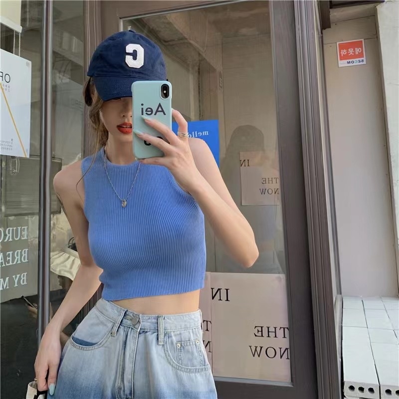 Wholesale summer knitted slim fit short fashion vest for wom