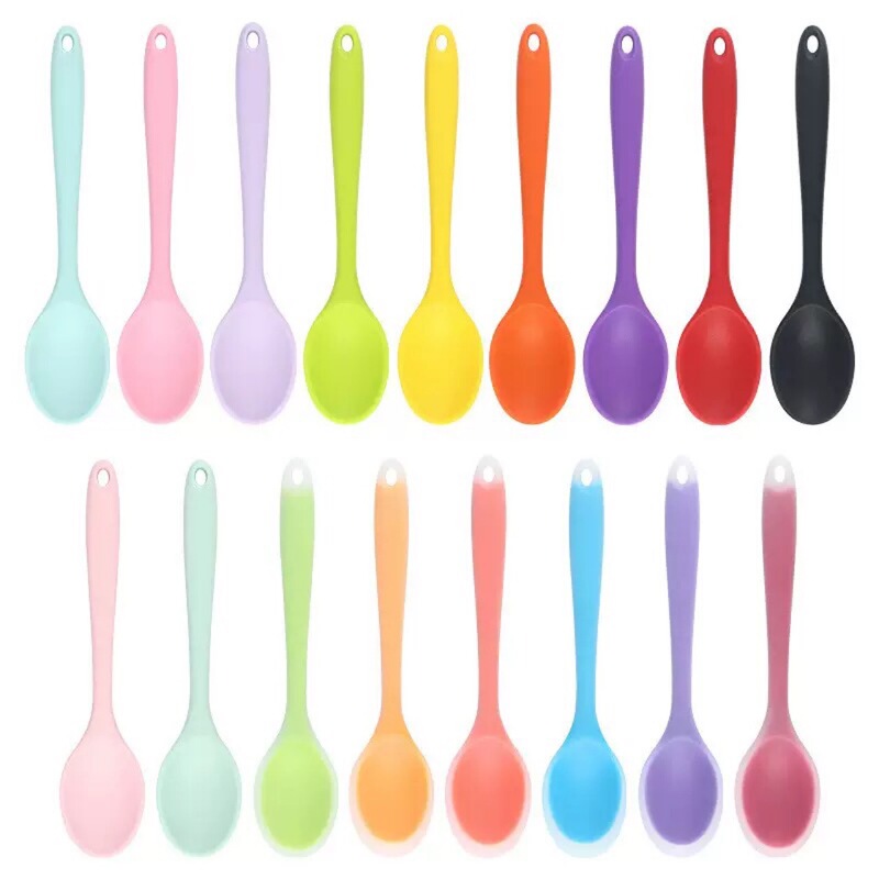 In-Stock High-Temperature Resistant Silicone Spoon, Food-Grade Silicone, Suitable for Students and Children, Small Dense Spoon, Colorful Mixing Spoon for Salad In-Stock High-Temperature Resistant Silicone Spoon, Food-Grade Silicone, Suitable for Students and Children, Small Dense Spoon, Colorful Mixing Spoon for Salad