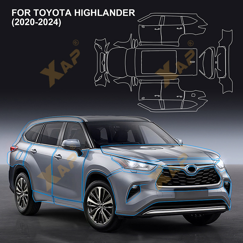 Cross-border exclusive for Toyota Highlander 20-22 TPU invisible paint protective film to prevent scratches and brighten