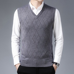 Special offer Erdos wool vest men's father business casual V-neck waistcoat warm high-grade sweater