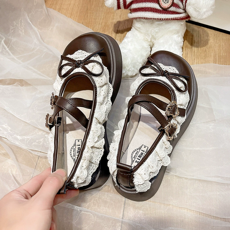 Черные дикие банты с мелким ртом маленькие кожаные туфли женские 2025 новые весенние и осенние юбки Мэри Джейн одиночные туфли