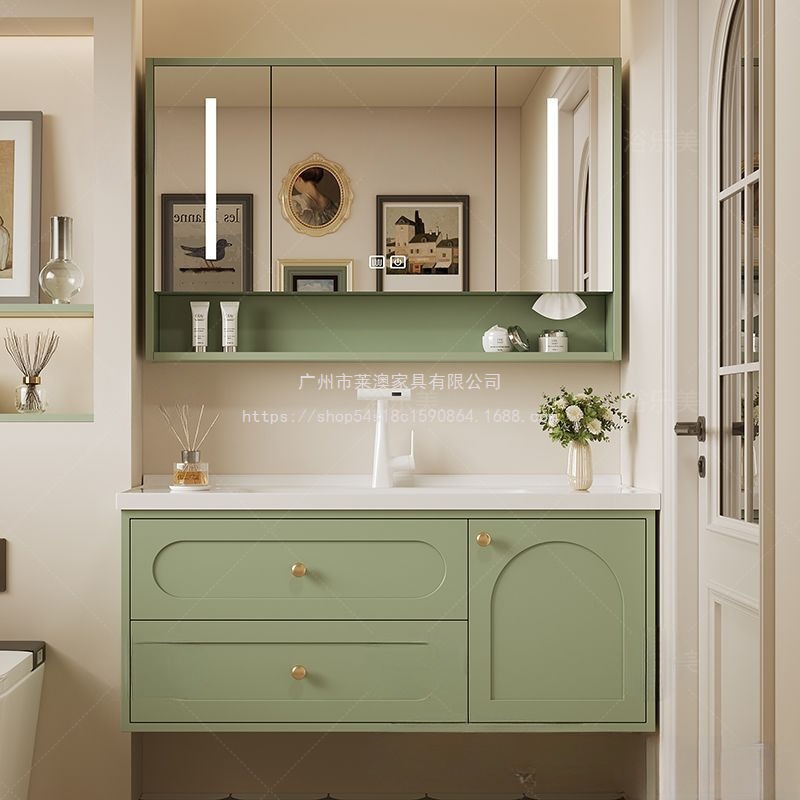 Lai'Ao Modern Oak Simple Bathroom Cabinet Combination Bathroom Smart Slate Seamless Washbasin Washbasin