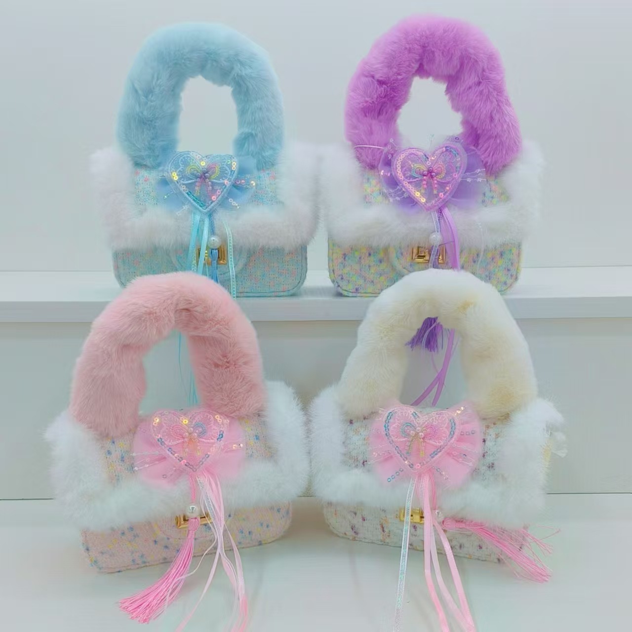 Bolsos de peluche de estilo nacional, bolsos de hombro para niños de moda extranjera, bolsos pequeños, bolsos de accesorios, bolsos de cambio