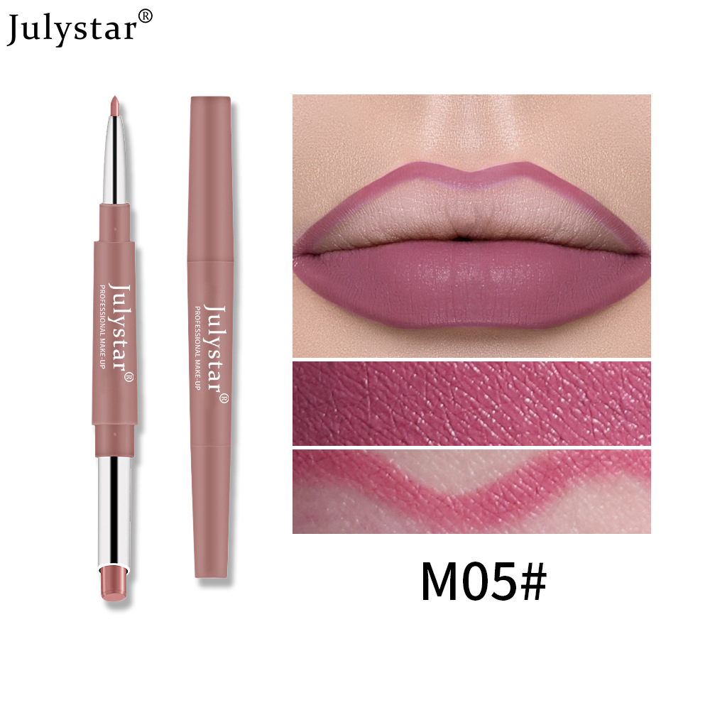 European and American cross-border double-headed red lip liner pens that do not fade or stick to the cup, pink rotating lipstick pens, wholesale of foreign trade cosmetics undefined