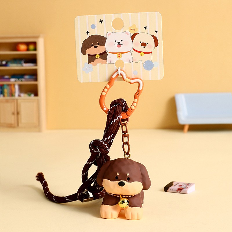 행운의 강아지 나무 조각 스타일 열쇠고리-닥스훈트