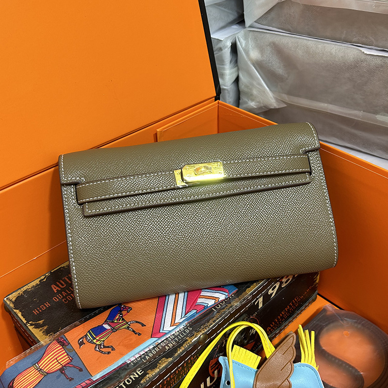 New Style Bag Women's Palm Print Kelly Bag Woc Wallet Mini Cowhide Women's Bag Clutch Bag Shoulder Crossbody Small Bag