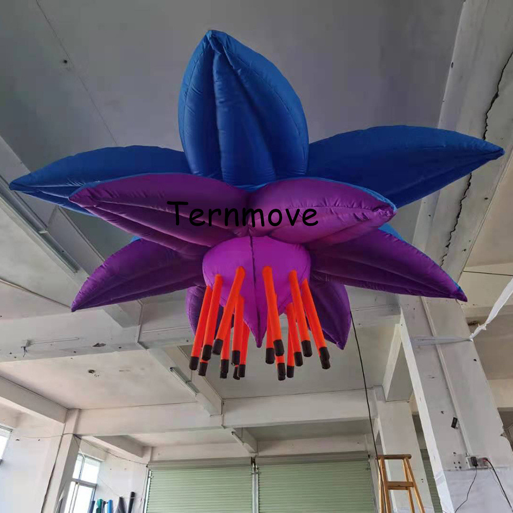 充气花朵模型七彩变色遥控何花吊饰酒吧落地悬挂装饰充气灯光气模