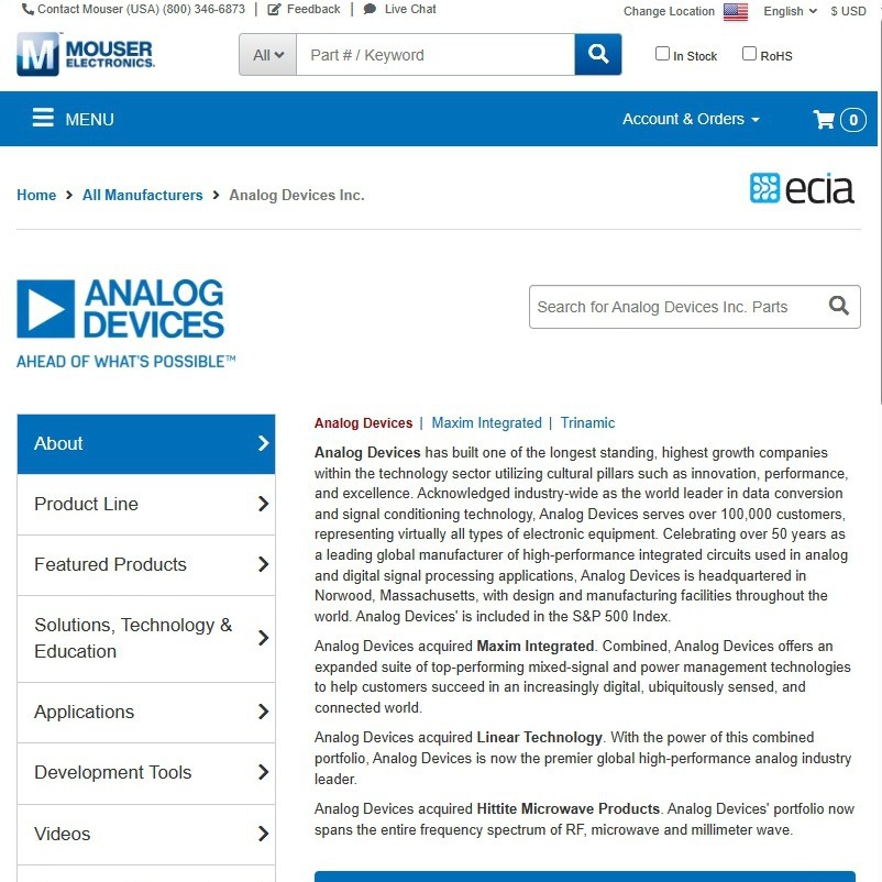 ADI Analog Devices Mouser Electronic Components Overseas Purchasing Agent Ordering Hong Kong Mainland Delivery