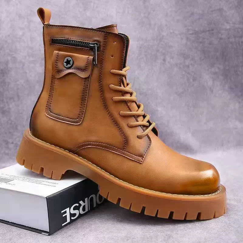 Новые осенние и зимние бархатные ботинки Martin мужские высокие ботинки средние ботинки короткие ботинки наружные ботинки увеличенные средние ботинки Челси