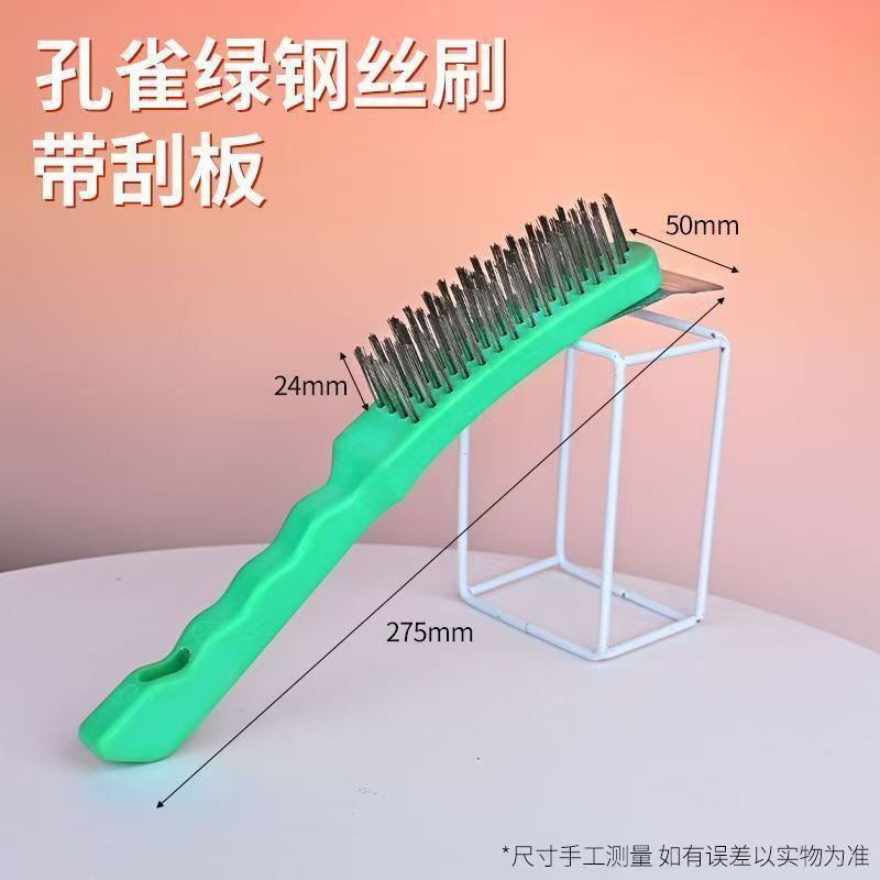 ワイヤーブラシの柄付きのプラスチック柄の暗号化4列5列6列の硬い鋼線大全工業家庭用の清潔な錆除去汚れ|undefined