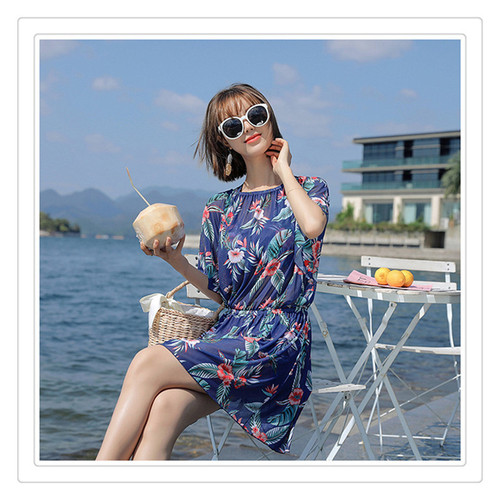 Cross-border summer women's split swimsuit Korean style plus-size conservative printed swimsuit beach sexy swimsuit factory wholesale