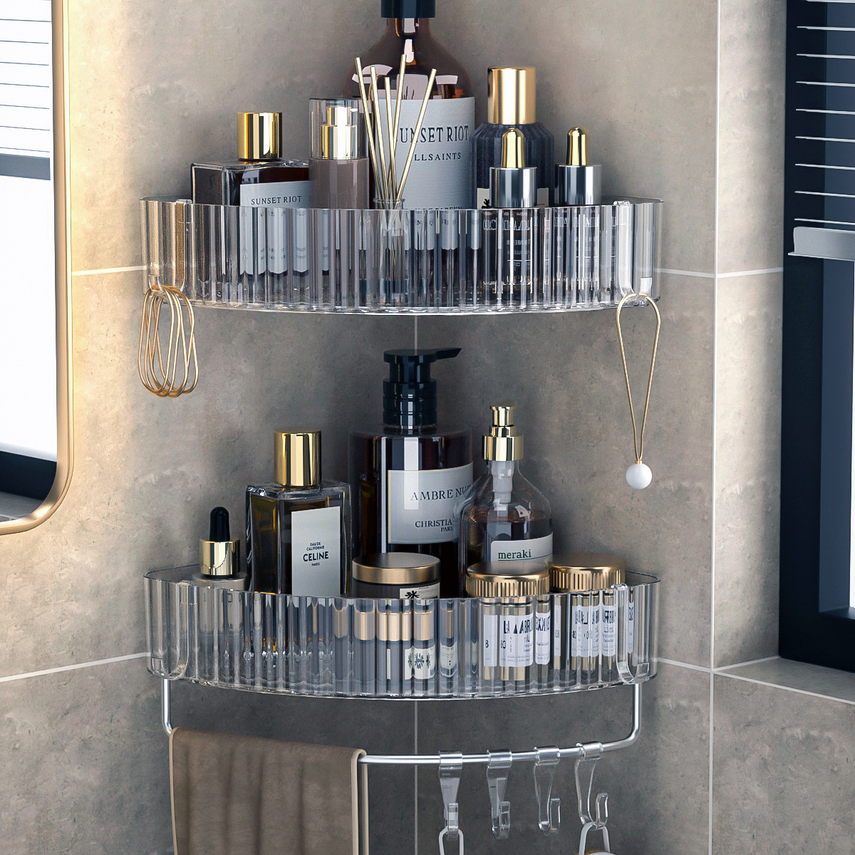 Bathroom Sanitary Ware Shelf without Drilling Toilet Bathroom Washing Area Sink Vanity Wall Triangle Storage Shower Wall Mounted