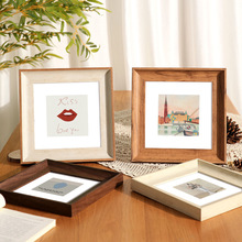 中古风正方形相框照片书法字画十字绣50拼图装裱摆挂两用方形画框