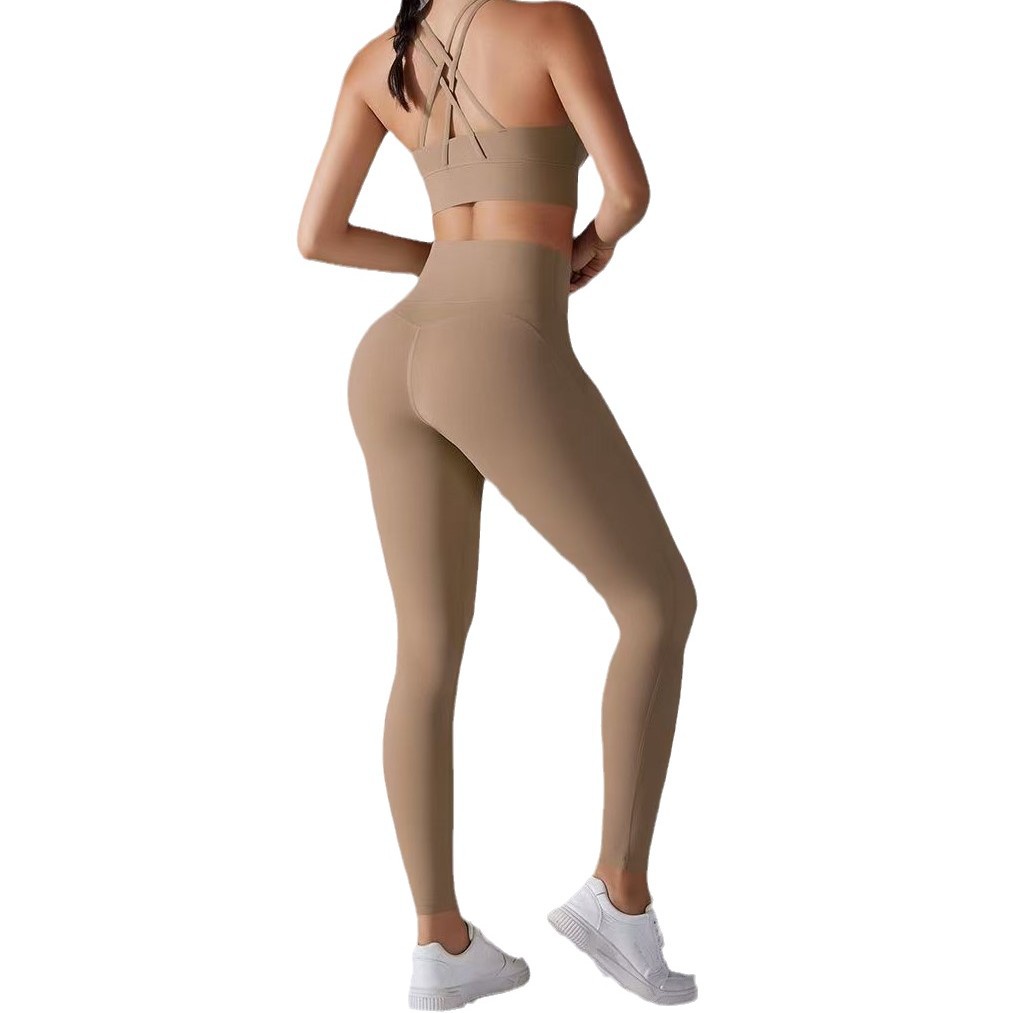Cross-border red red esbelta cintura alta caderas sin pantalones sin líneas avergonzadas pantalones deportivos para correr fitness yoga