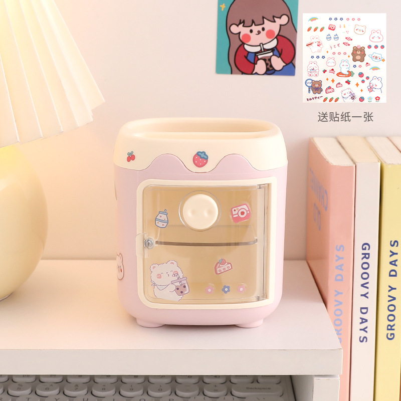 Lindo cerdo de dibujos animados titular de la pluma de gran capacidad de clasificación de almacenamiento compartimiento estudiante pluma caja de Oficina titular de la pluma al por mayor