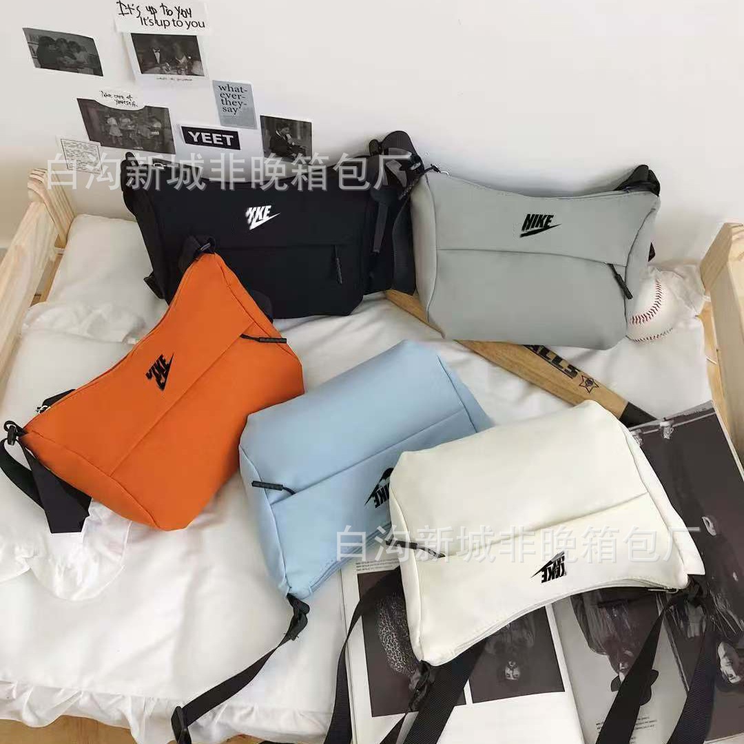 Cross-Border Nk Men's and Women's Simple Casual Crossbody Bag Portable Shoulder Bag Street Fashion Solid Color Small Crossbody Bag Mobile Phone Bag